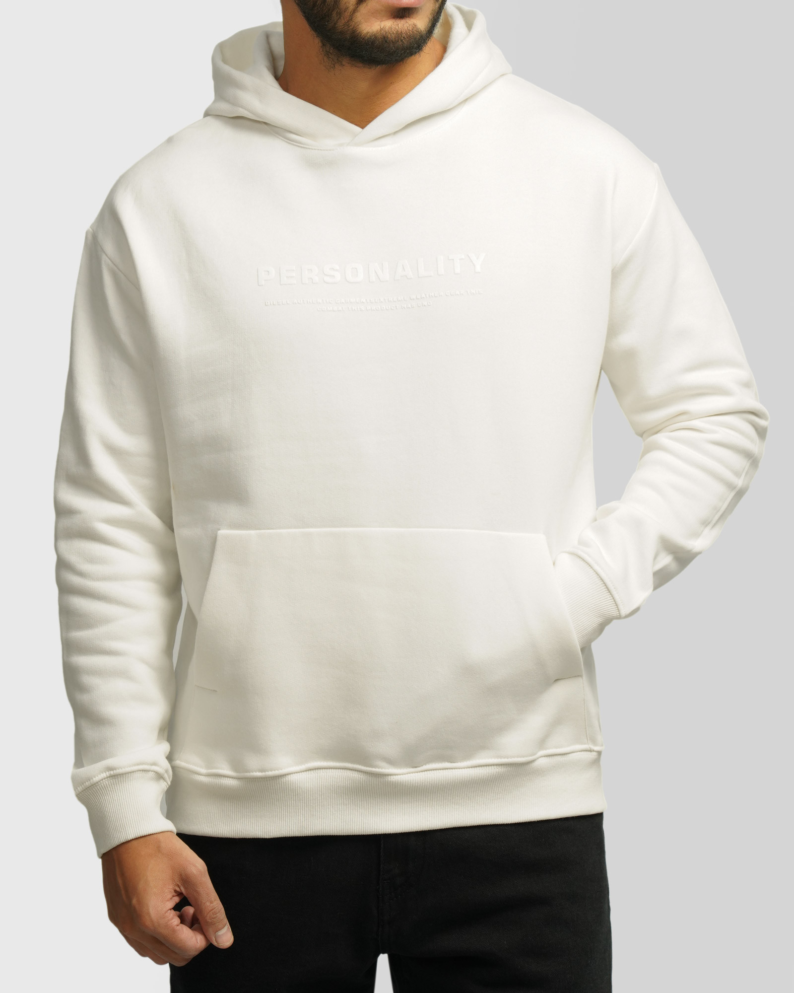 خرید و قیمت هودی کلاه دار طرح دار مردانه سفید 24371281