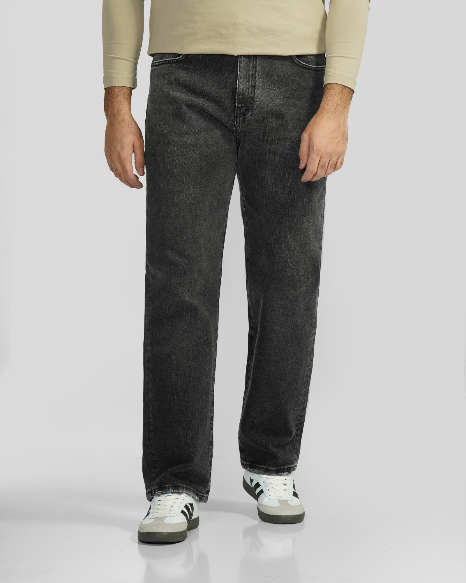 خرید و قیمت شلوار جین استریت فیت (Straight fit) ساده مردانه خاکستری تیره 24424815