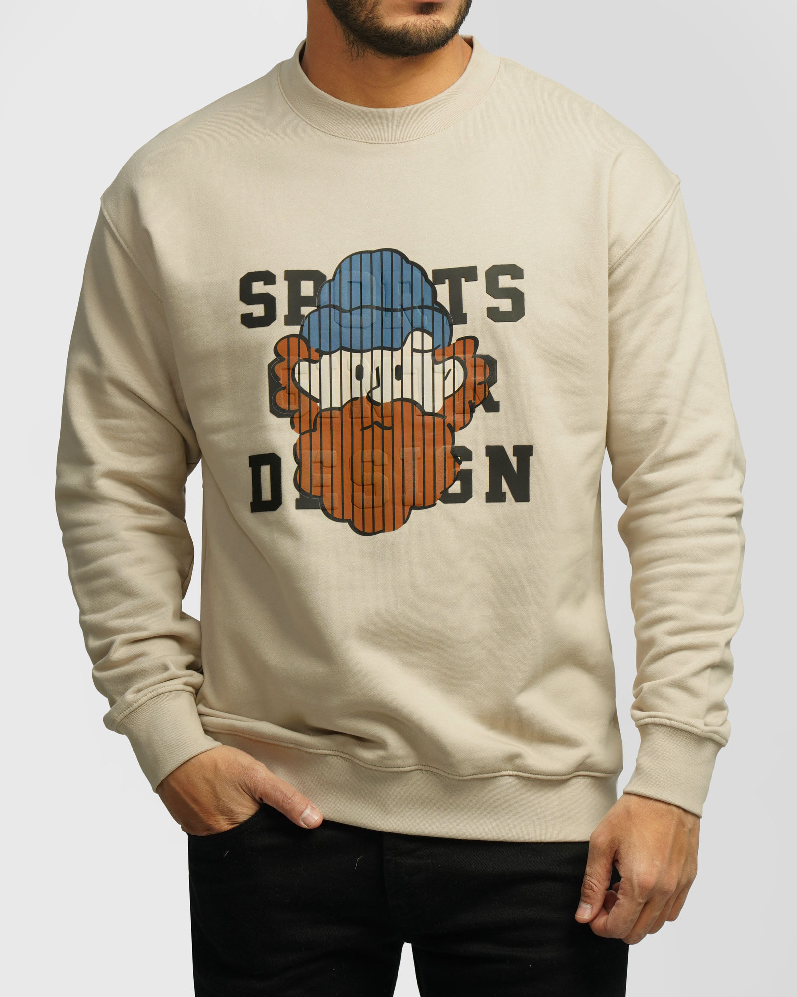 پلیور دورس یقه گرد مردانه کرم 24357256