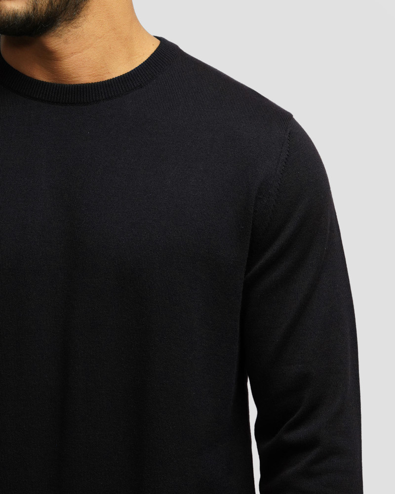 پلیور بافت یقه گرد مردانه سرمه ای 24342179