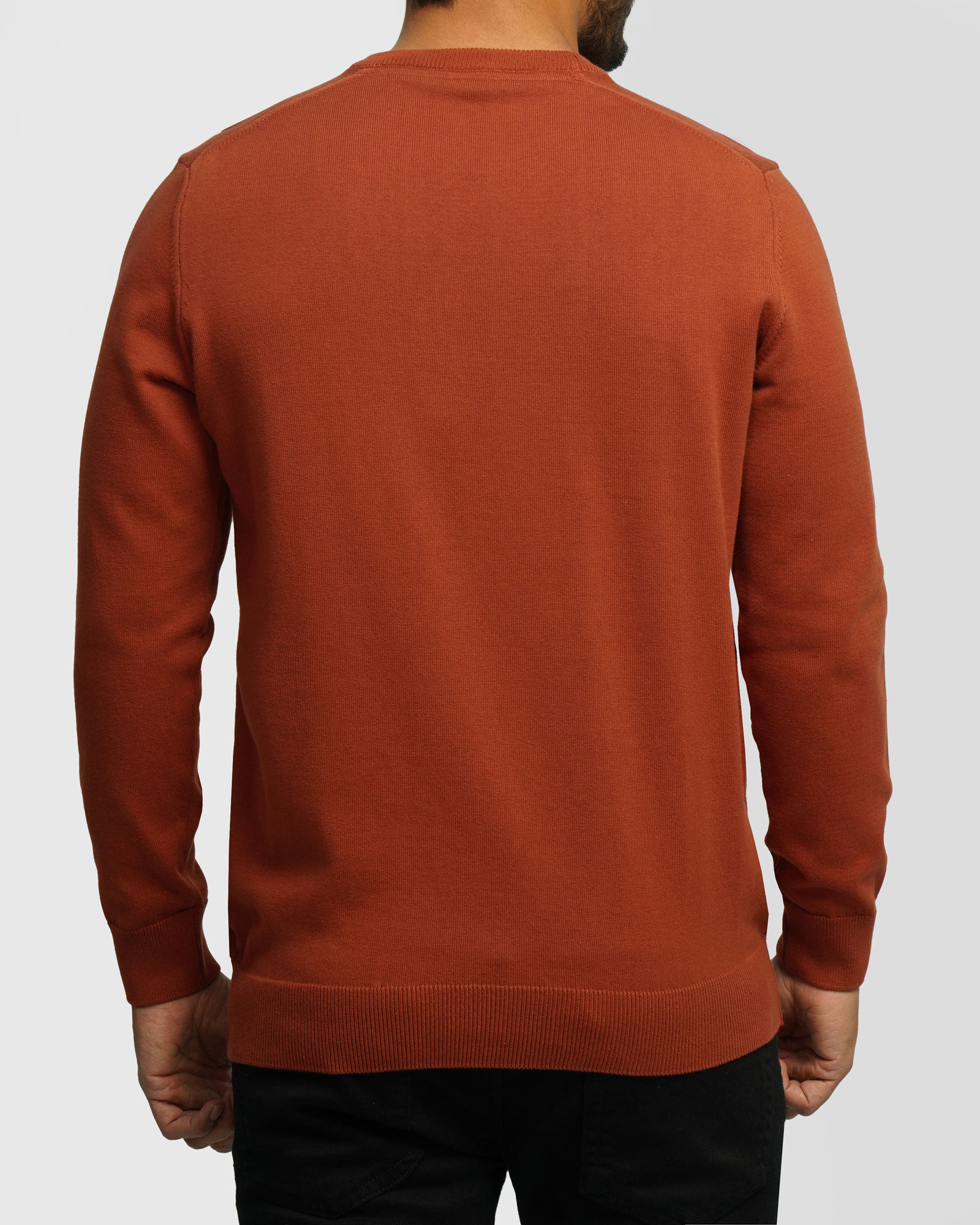 پلیور بافت یقه گرد مردانه آجری 24342179