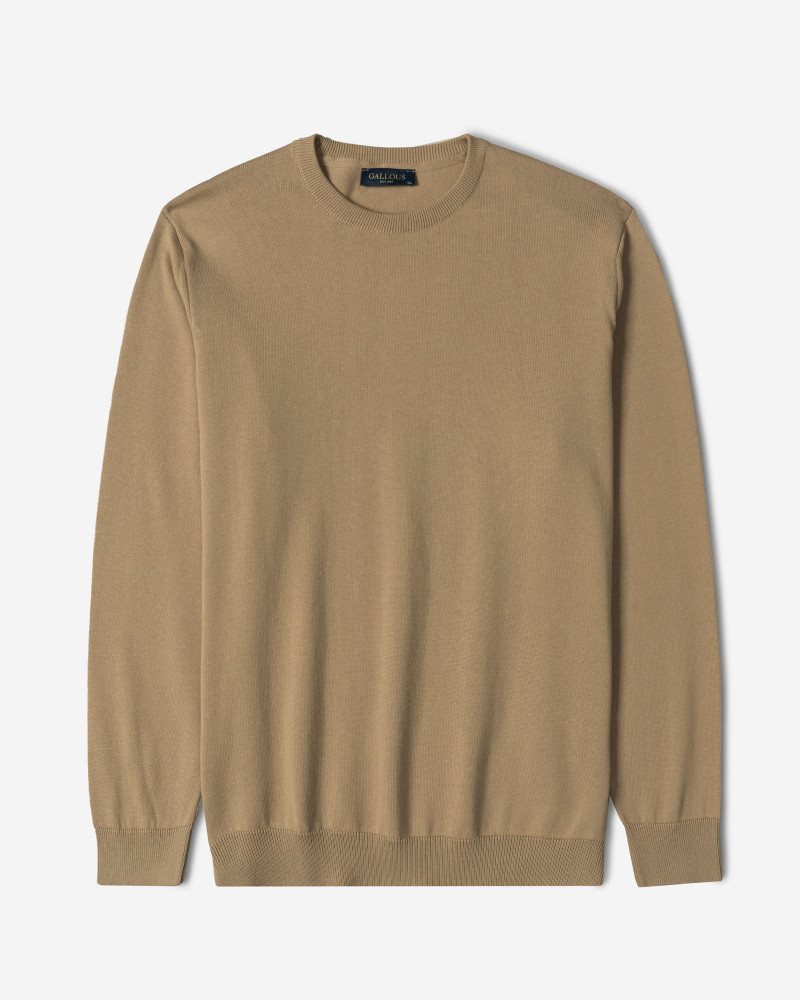 پلیور بافت یقه گرد مردانه کرم تیره 24342179