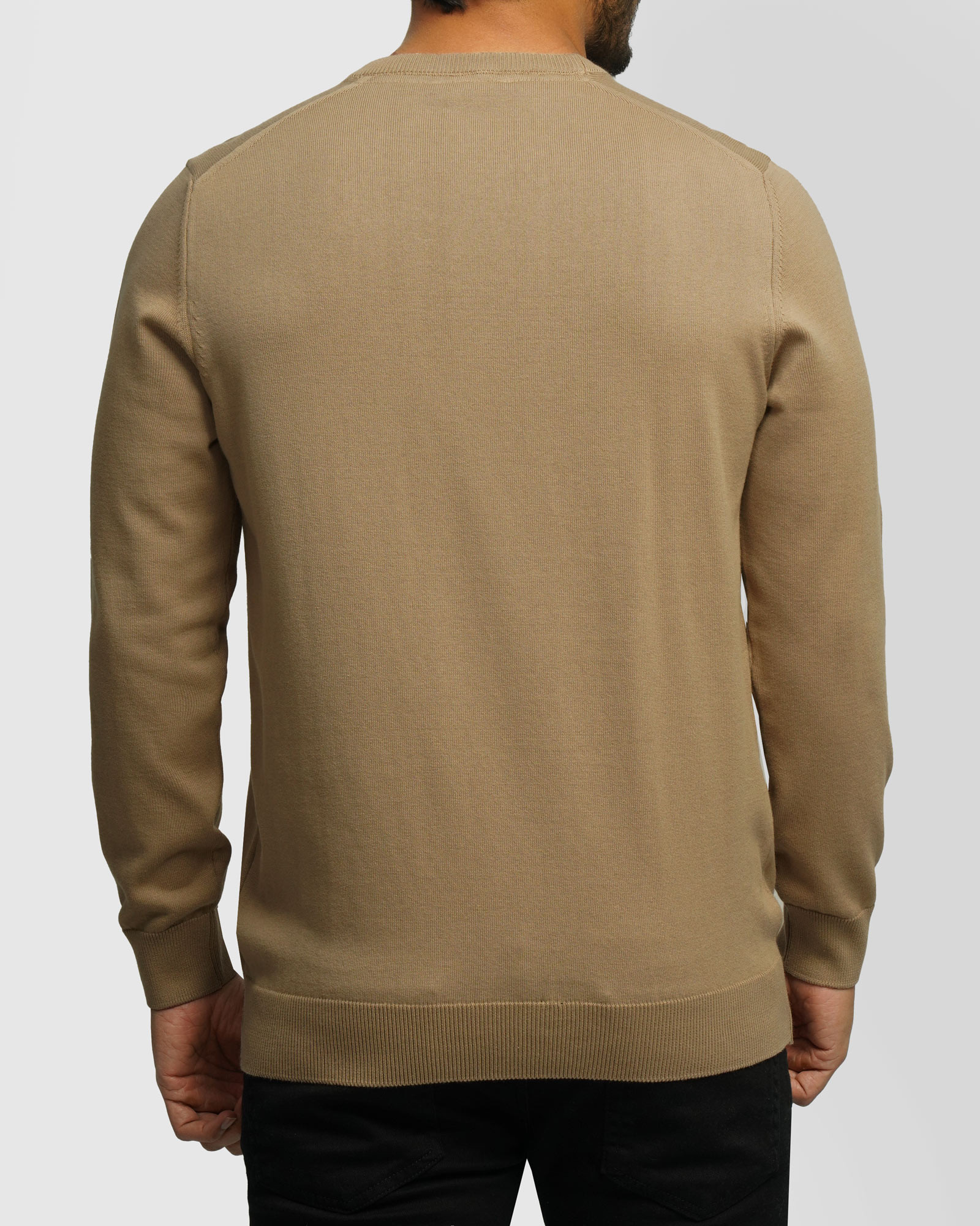 پلیور بافت یقه گرد مردانه کرم تیره 24342179