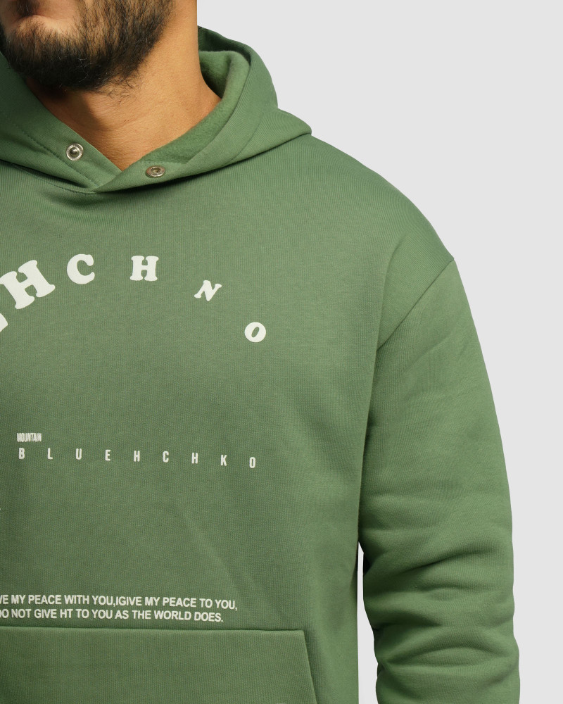 هودی کلاه دار طرح دار مردانه سبز 24371280