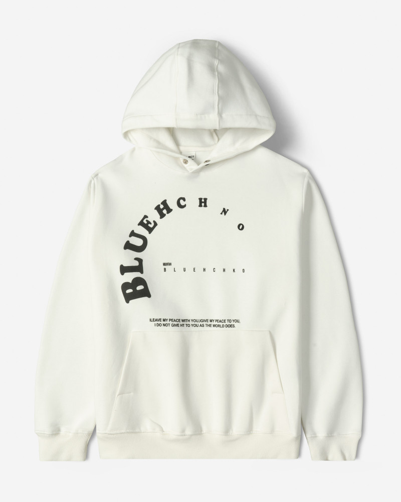 خرید و قیمت هودی کلاه دار طرح دار مردانه سفید 24371280