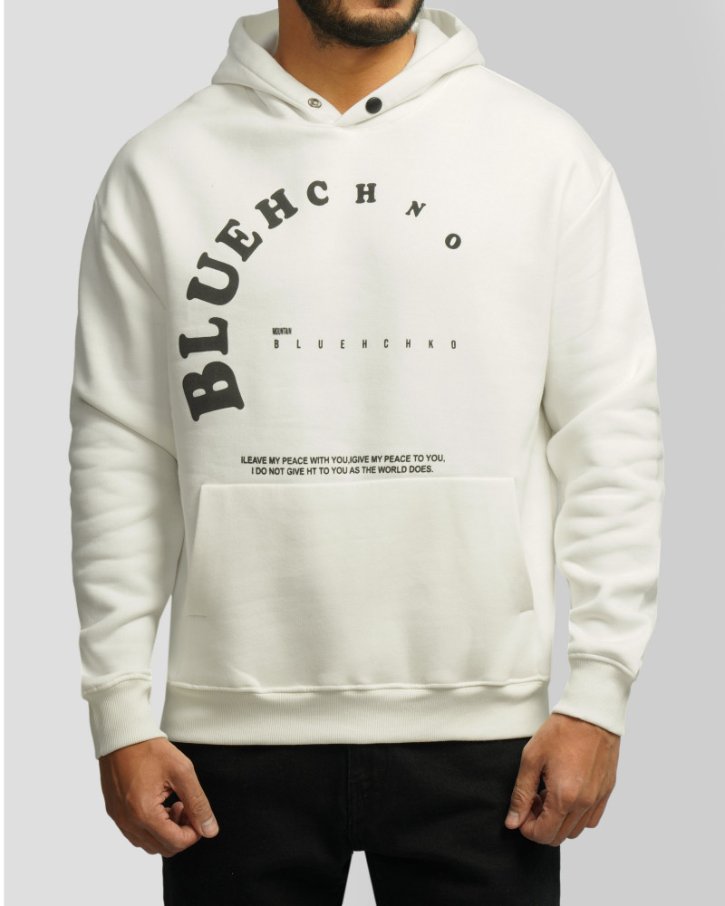 خرید و قیمت هودی کلاه دار طرح دار مردانه سفید 24371280