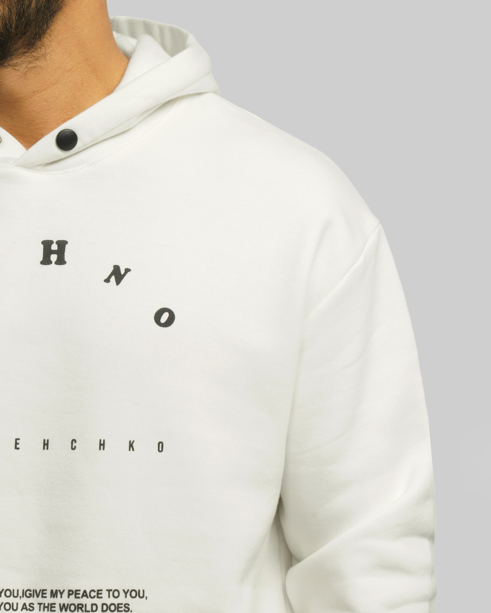 خرید و قیمت هودی کلاه دار طرح دار مردانه سفید 24371280