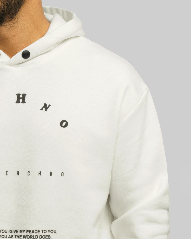 خرید و قیمت هودی کلاه دار طرح دار مردانه سفید 24371280