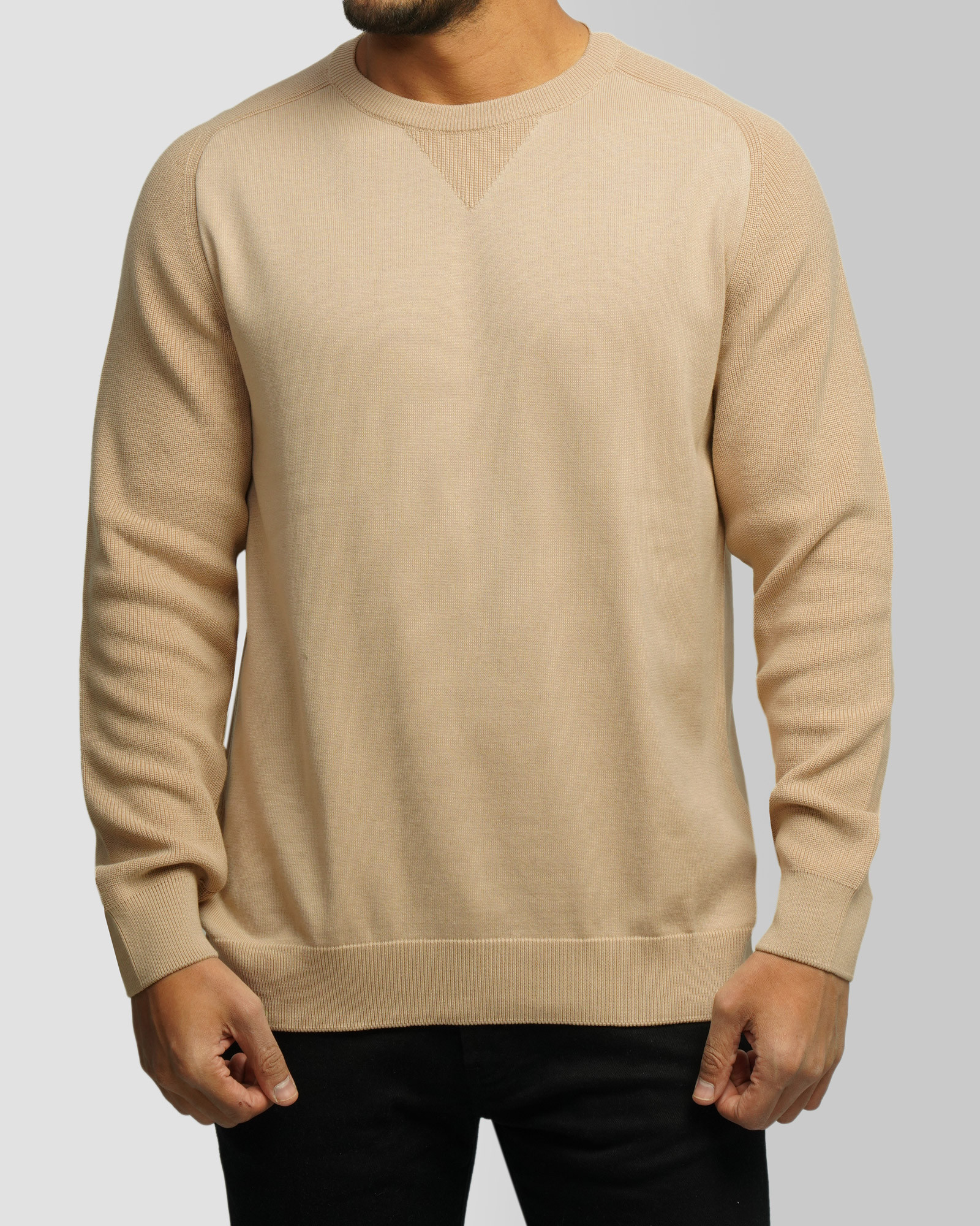 خرید و قیمت پلیور بافت یقه گرد مردانه کرم 24358135