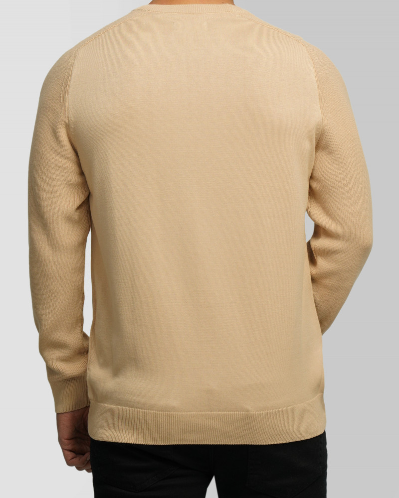 خرید و قیمت پلیور بافت یقه گرد مردانه کرم 24358135