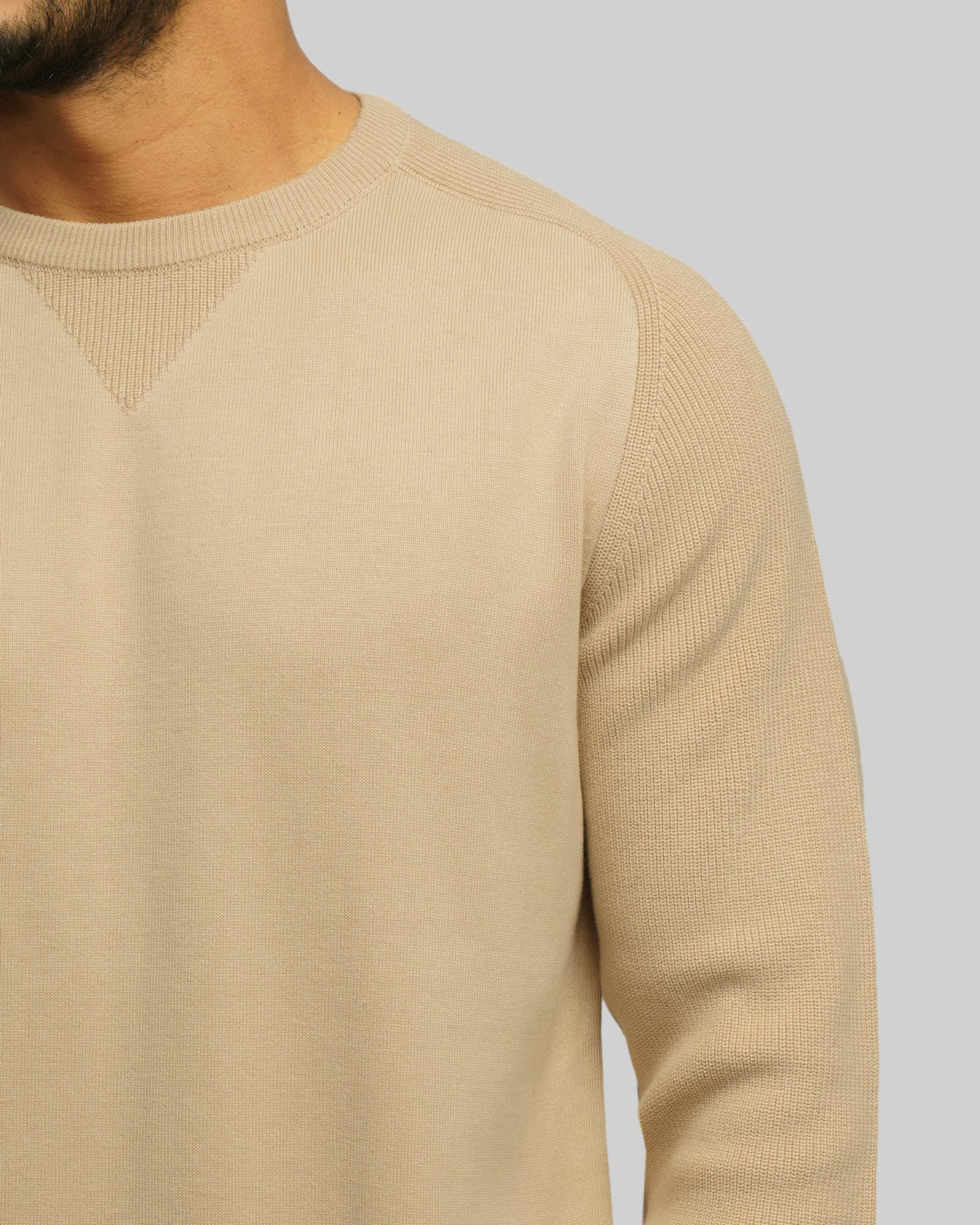 خرید و قیمت پلیور بافت یقه گرد مردانه کرم 24358135