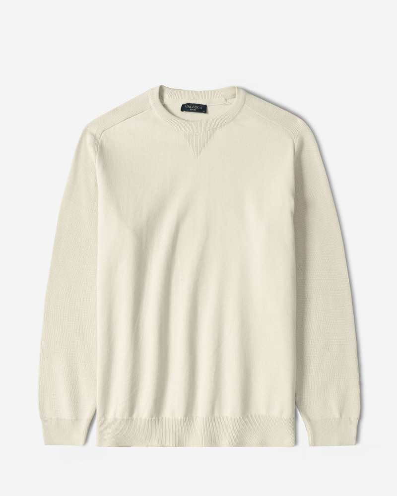 خرید و قیمت پلیور بافت یقه گرد مردانه کرم روشن 24358135