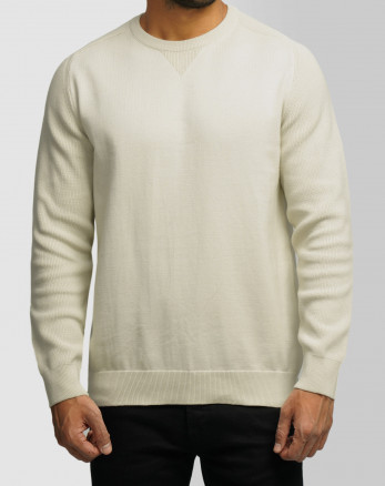 خرید و قیمت پلیور بافت یقه گرد مردانه کرم روشن 24358135