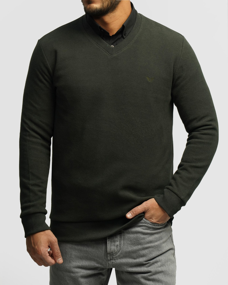 خرید و قیمت پلیور یقه هفت مردانه سبز 24489106
