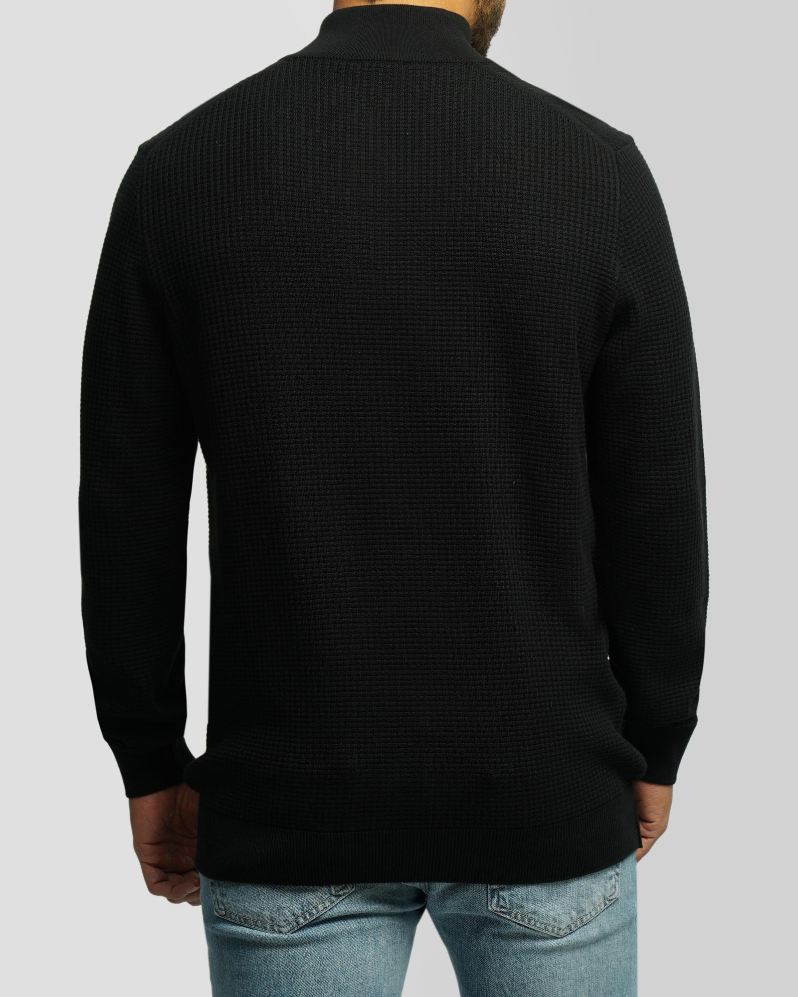 خرید و قیمت پلیور بافت نیم زیپ مردانه مشکی 24341138