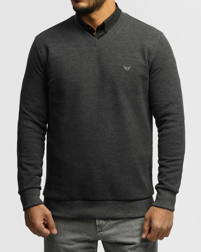 خرید و قیمت پلیور یقه هفت مردانه خاکستری 24489106