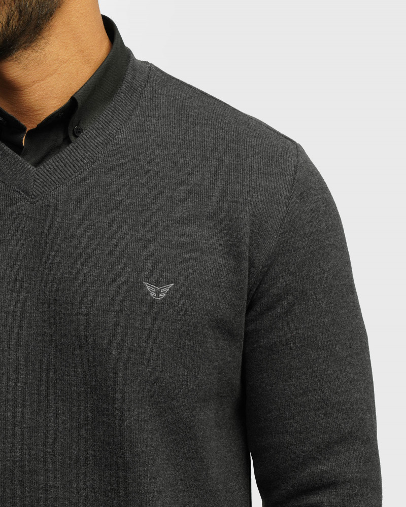 خرید و قیمت پلیور یقه هفت مردانه خاکستری 24489106