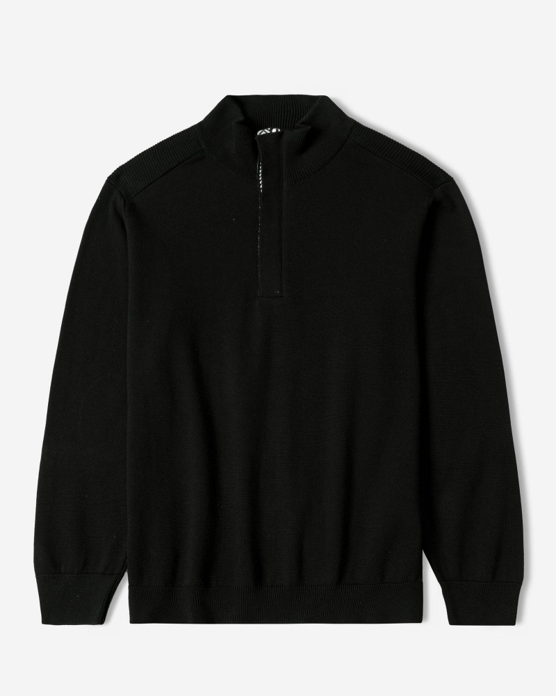 خرید و قیمت پلیور بافت نیم زیپ مردانه مشکی 24341138