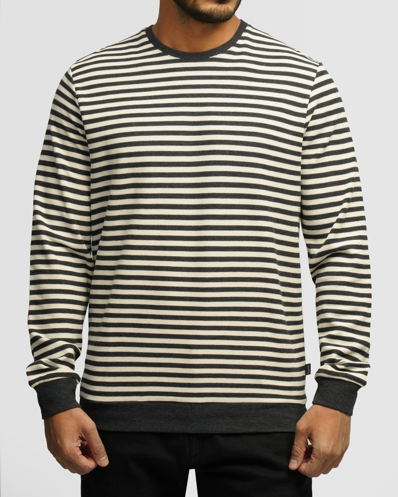 خرید و قیمت تیشرت آستین بلند یقه گرد مردانه ذغالی 84428149