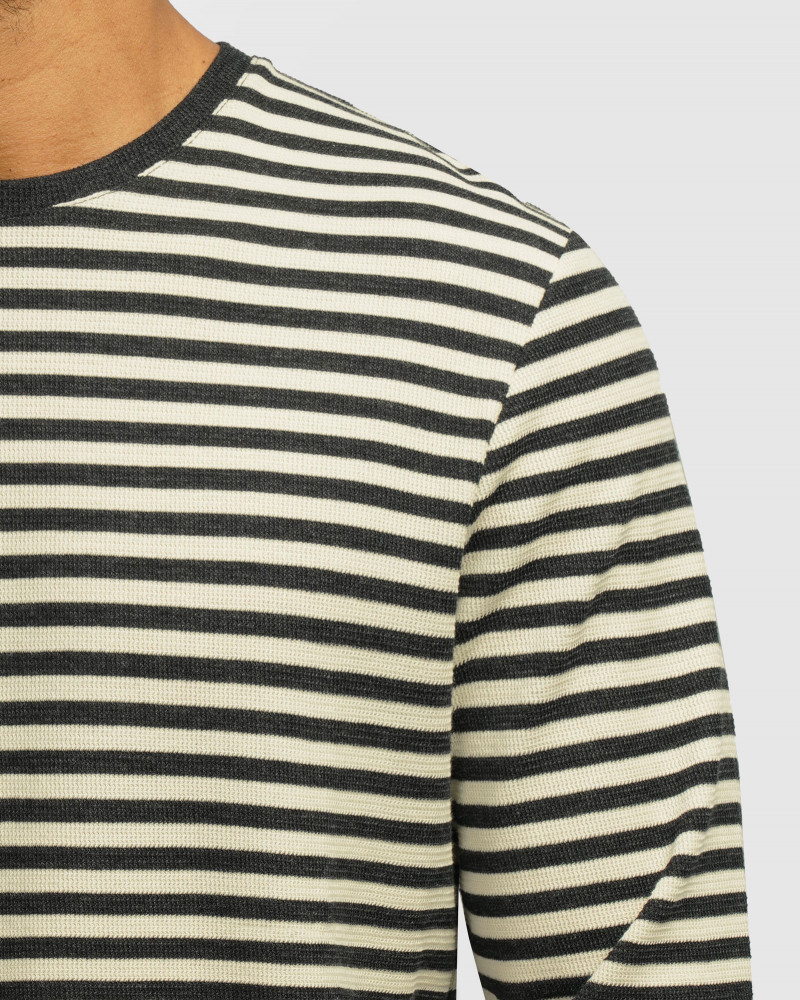 خرید و قیمت تیشرت آستین بلند یقه گرد مردانه ذغالی 84428149