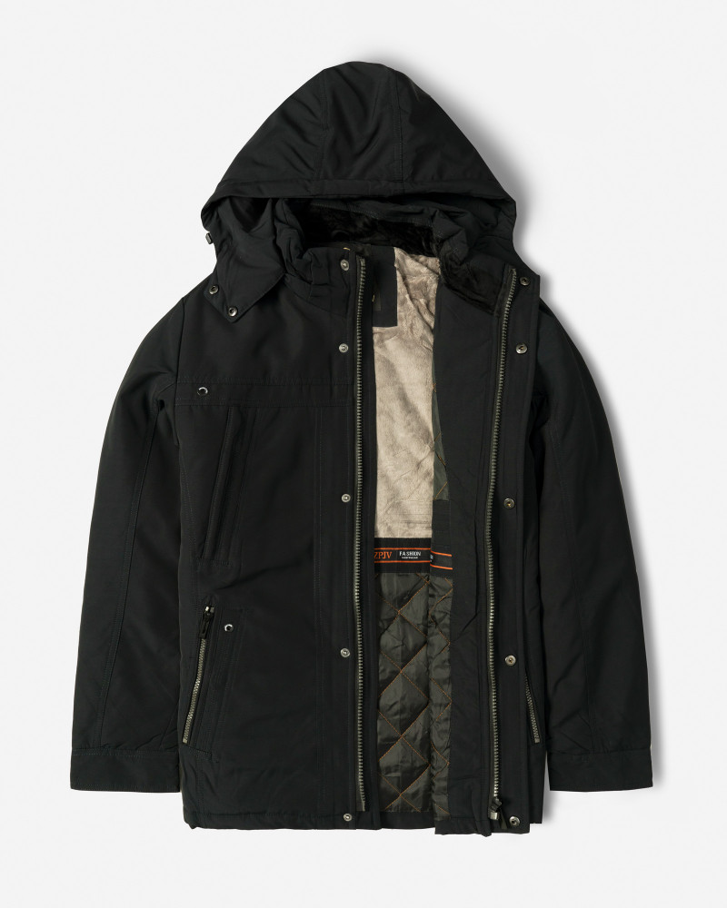 خرید و قیمت کاپشن ضخیم کلاه دار مردانه مشکی 24351127