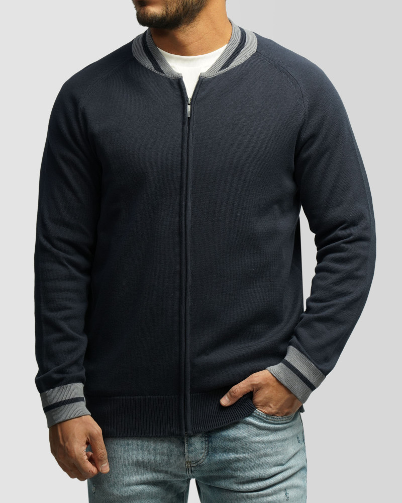 سویشرت بافت مردانه سرمه ای 24376126