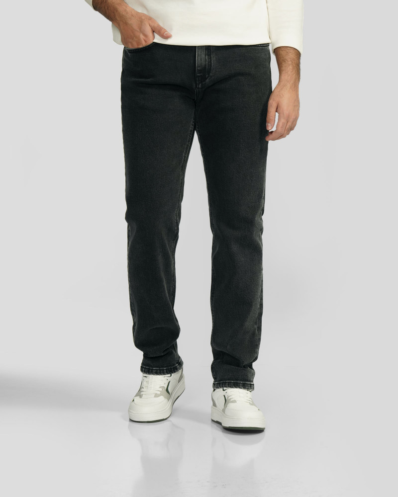 شلوار جین رگولار (Regular) ساده مردانه ذغالی 24412257