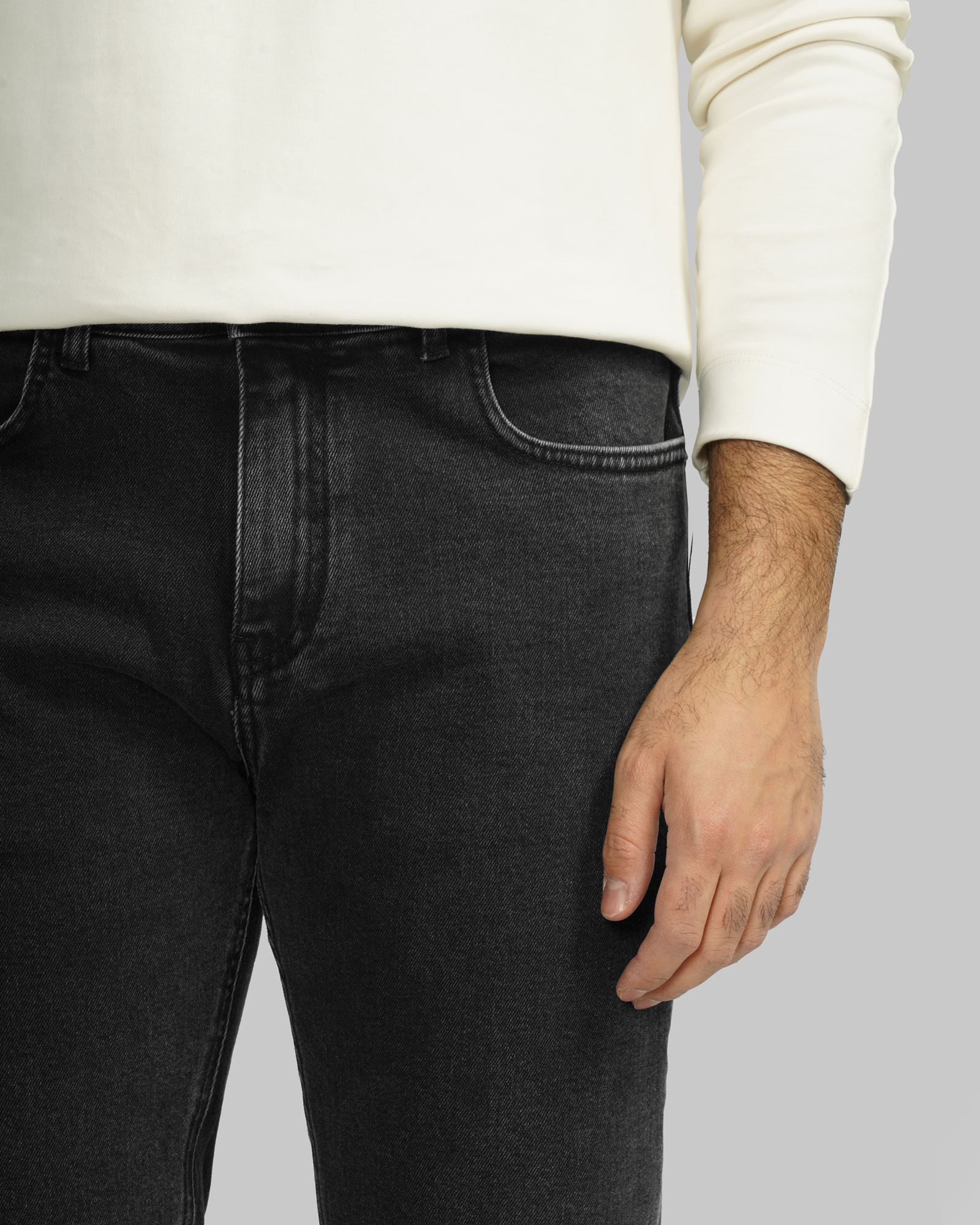 شلوار جین رگولار (Regular) ساده مردانه ذغالی 24412257