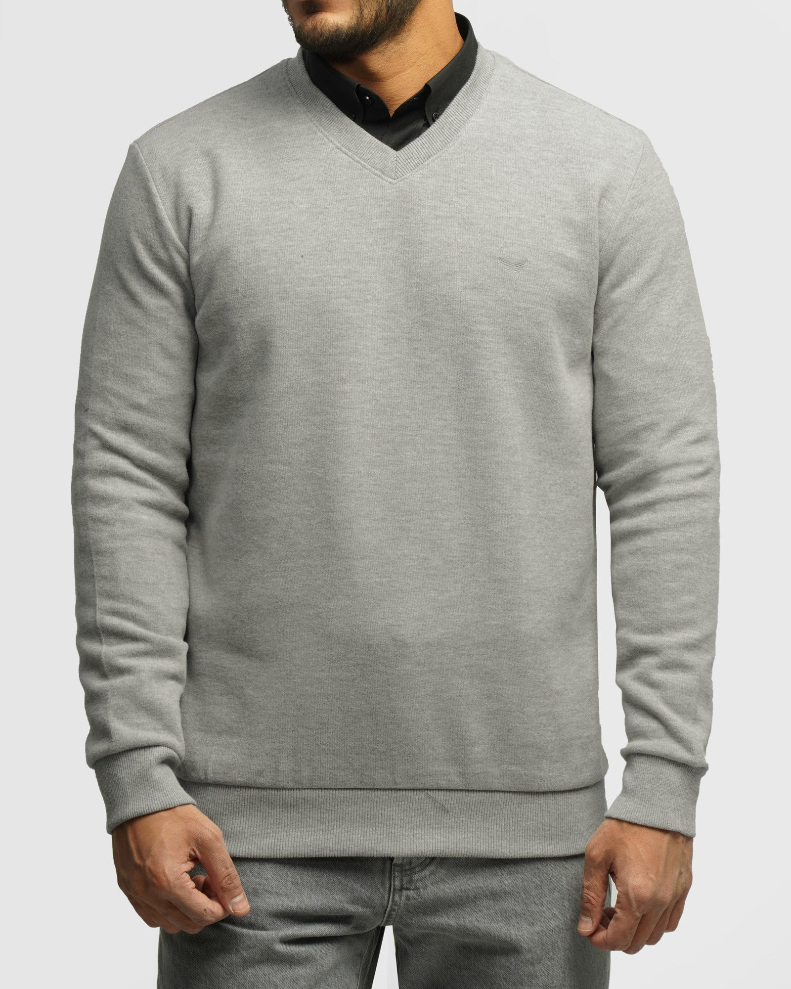 خرید و قیمت پلیور یقه هفت مردانه طوسی 24489106