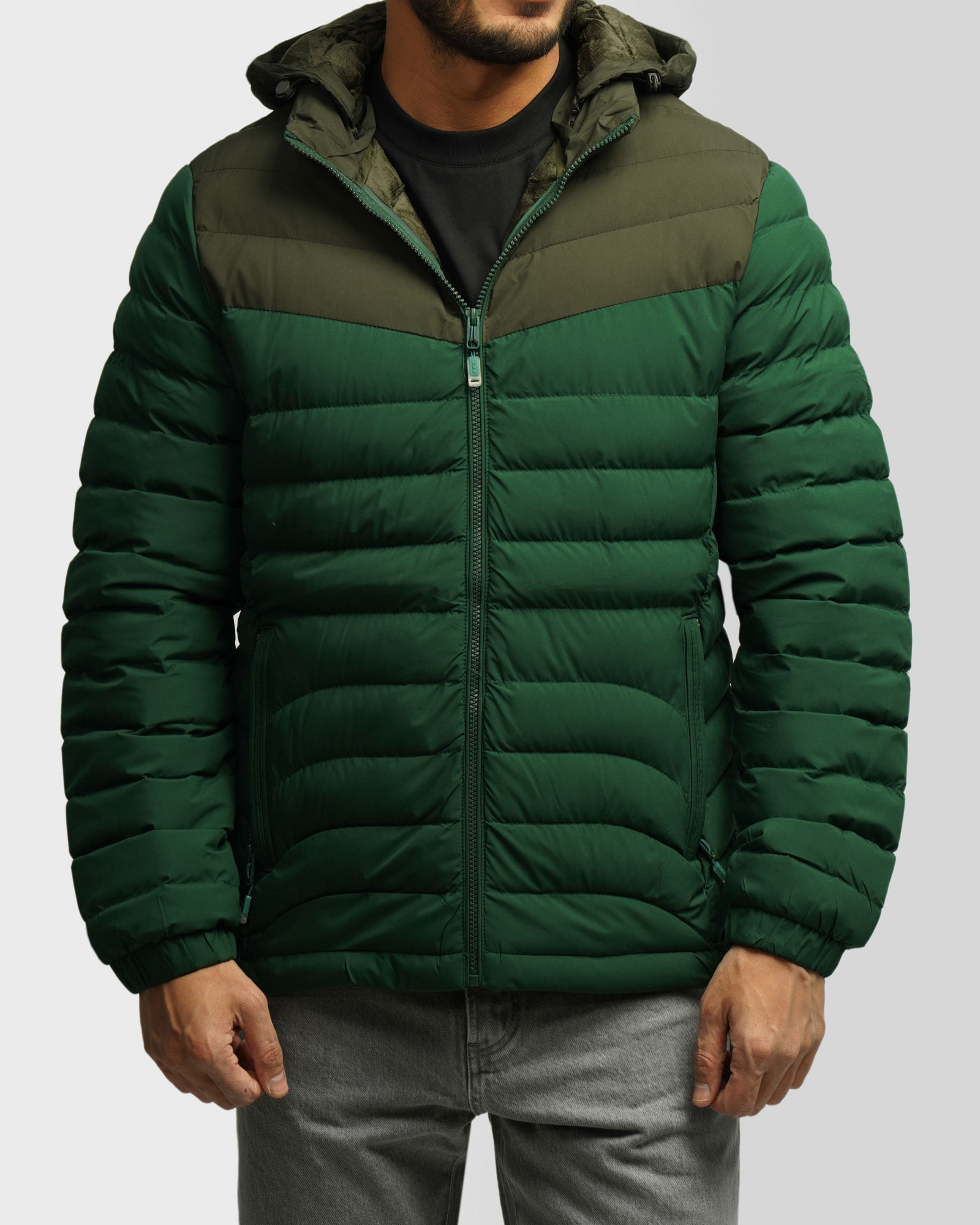 خرید و قیمت کاپشن مردانه کلاه دارسبز 24316395