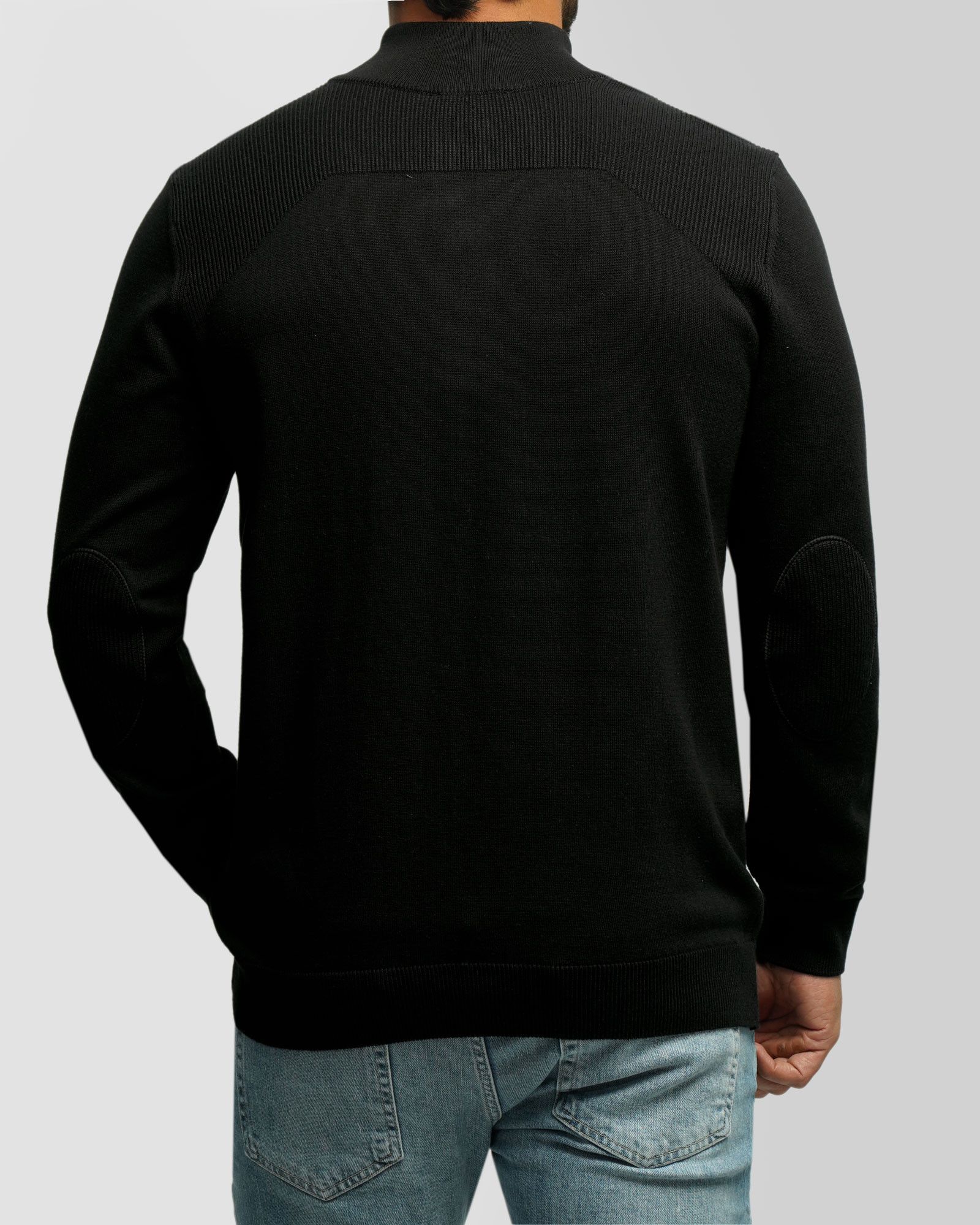 خرید و قیمت پلیور بافت نیم زیپ مردانه مشکی 24341137