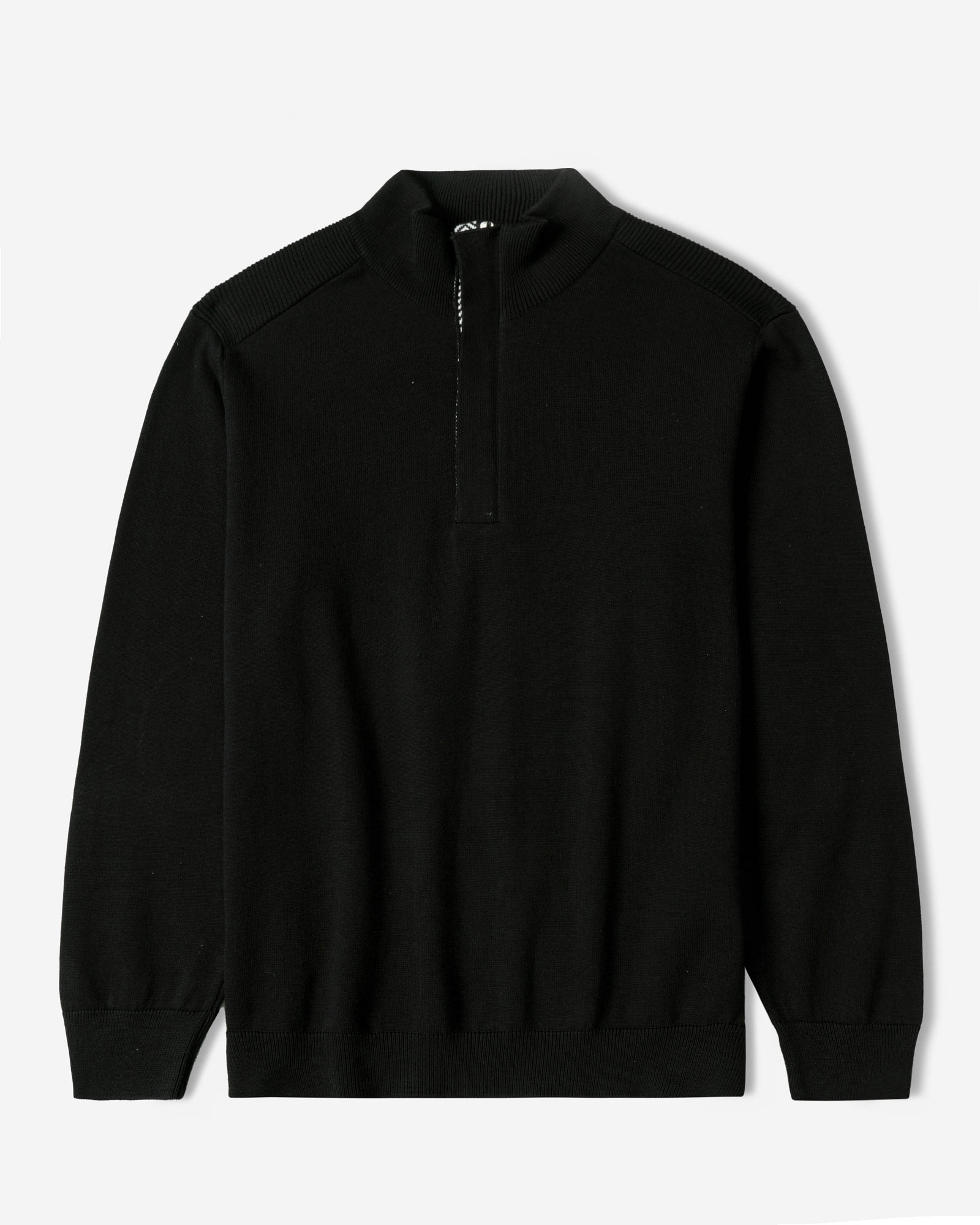 خرید و قیمت پلیور بافت نیم زیپ مردانه مشکی 24341137