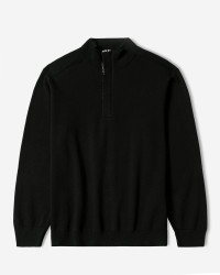 خرید و قیمت پلیور بافت نیم زیپ مردانه مشکی 24341137