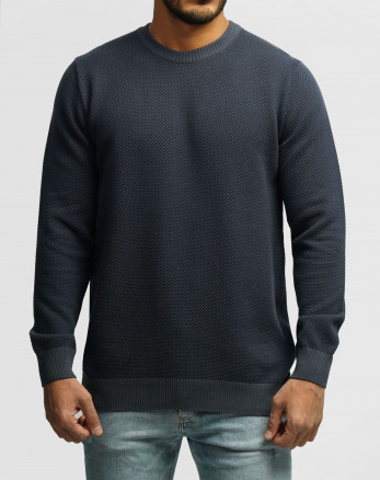 خرید و قیمت پلیور بافت یقه گرد مردانه سرمه ای 24358136