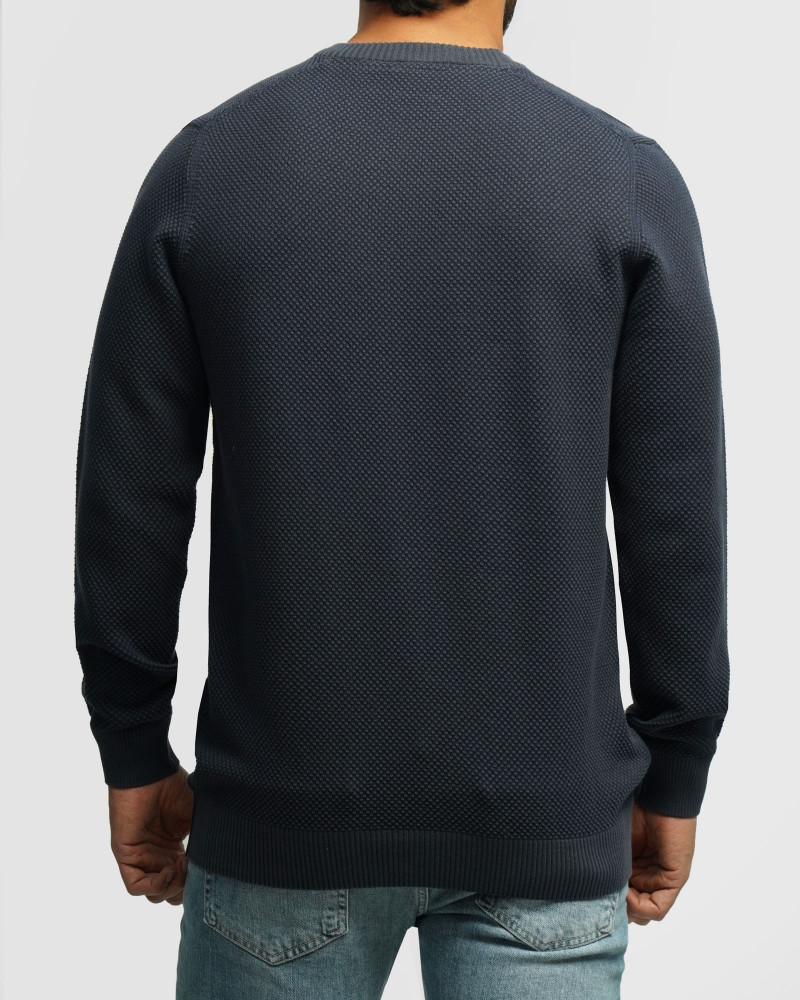 خرید و قیمت پلیور بافت یقه گرد مردانه سرمه ای 24358136