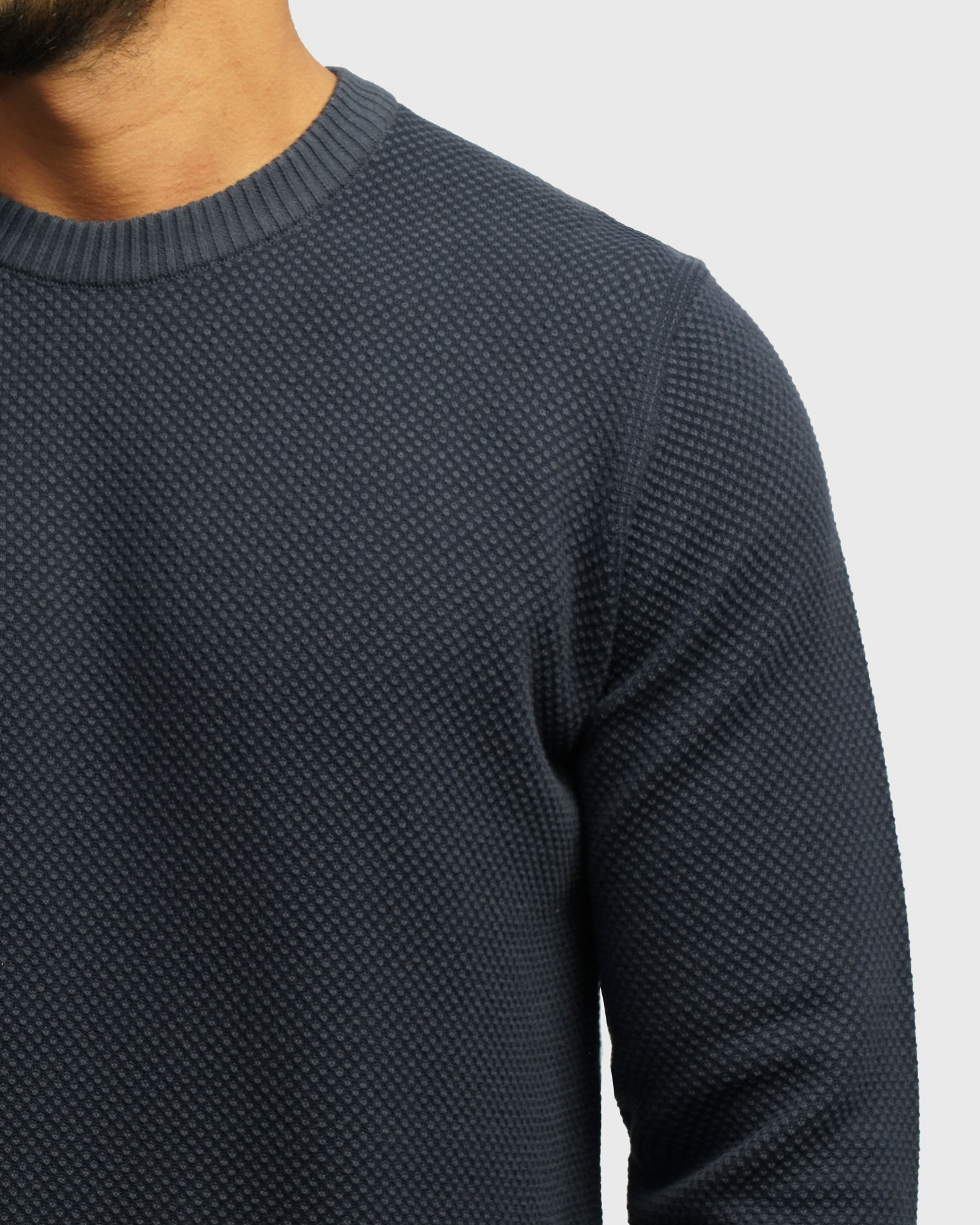 خرید و قیمت پلیور بافت یقه گرد مردانه سرمه ای 24358136