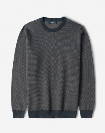 خرید و قیمت پلیور بافت یقه گرد مردانه سرمه ای روشن 24358136