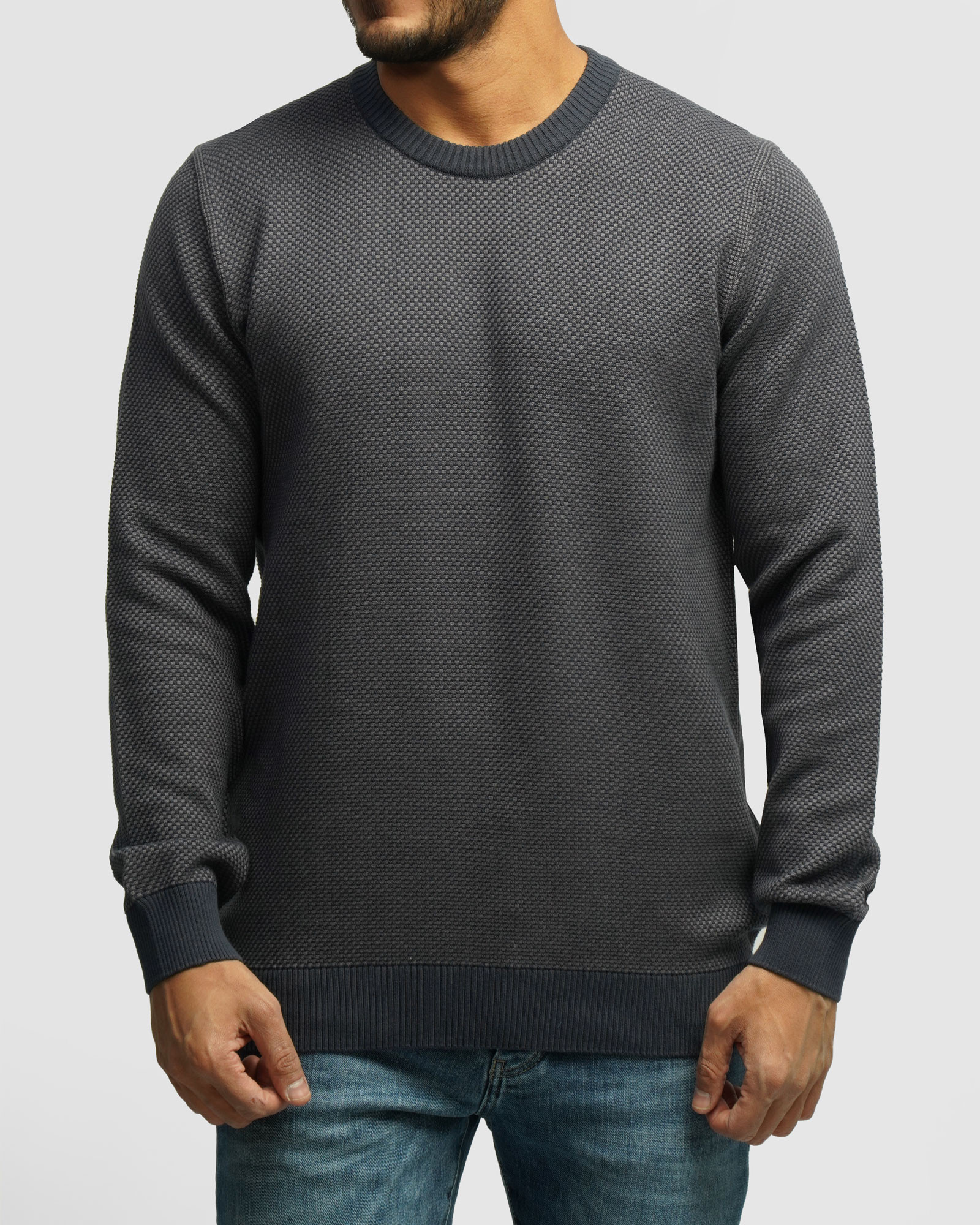 خرید و قیمت پلیور بافت یقه گرد مردانه سرمه ای روشن 24358136