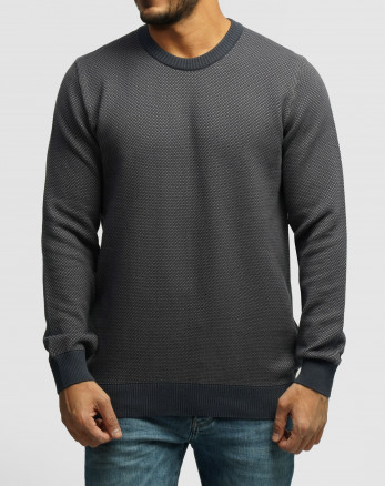 خرید و قیمت پلیور بافت یقه گرد مردانه سرمه ای روشن 24358136