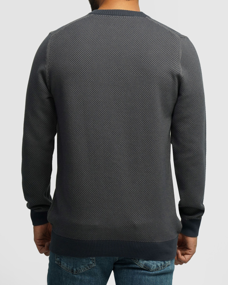 خرید و قیمت پلیور بافت یقه گرد مردانه سرمه ای روشن 24358136