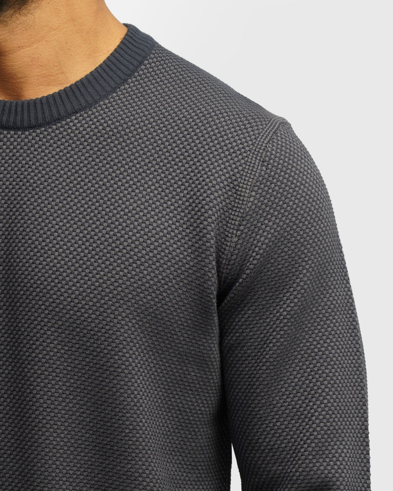 خرید و قیمت پلیور بافت یقه گرد مردانه سرمه ای روشن 24358136