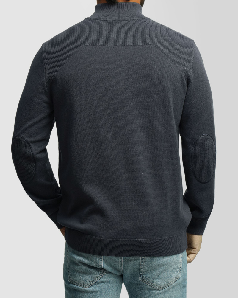 خرید و قیمت پلیور بافت نیم زیپ مردانه سرمه ای 24341137