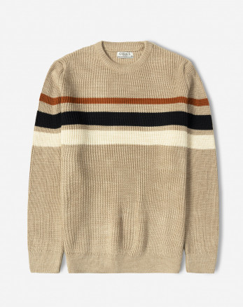 خرید و قیمت پلیور بافت یقه گرد طرح دار مردانه کرم 84458144