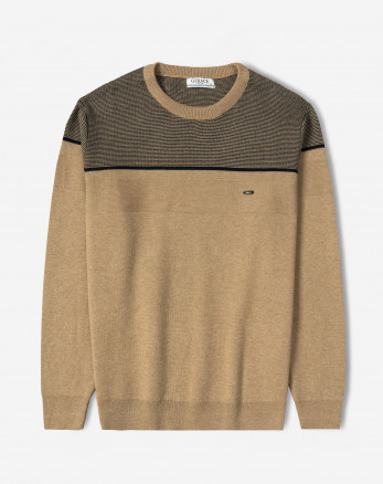 خرید و قیمت پلیور بافت یقه گرد طرح دار مردانه قهوه ای 84458143