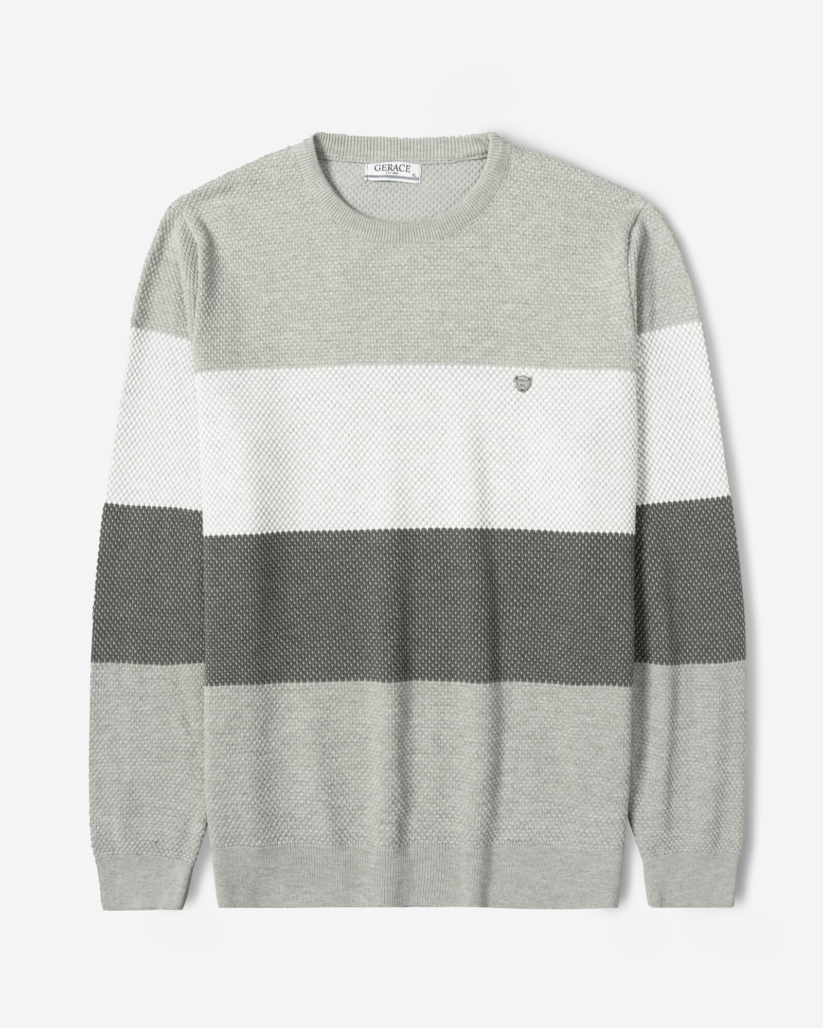 خرید و قیمت پلیور بافت یقه گرد طرح دار مردانه طوسی 84458142