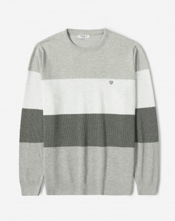 خرید و قیمت پلیور بافت یقه گرد طرح دار مردانه طوسی 84458142