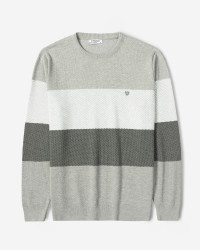 خرید و قیمت پلیور بافت یقه گرد طرح دار مردانه طوسی 84458142