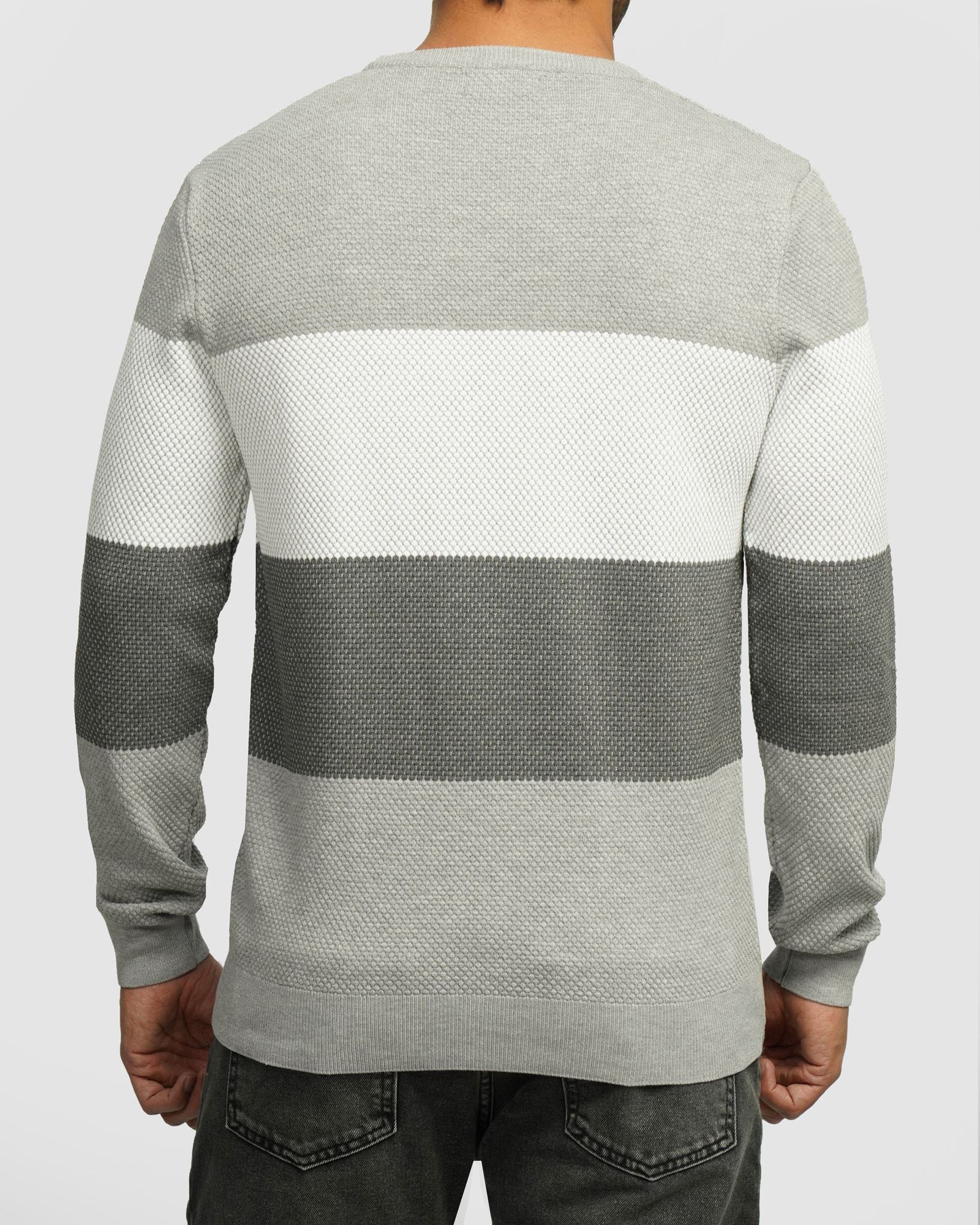 خرید و قیمت پلیور بافت یقه گرد طرح دار مردانه طوسی 84458142