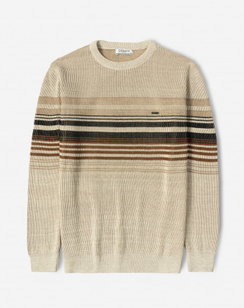 خرید و قیمت پلیور بافت یقه گرد طرح دار مردانه کرم 84458141