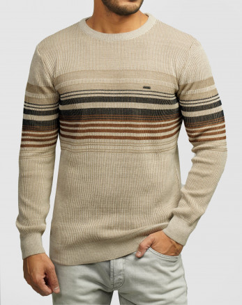 خرید و قیمت پلیور بافت یقه گرد طرح دار مردانه کرم 84458141